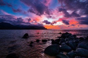 Puu Poa Beach Princeville Sunset   Kauai Hawaii 1039